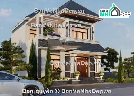 biệt thự 2 tầng,cad biệt thự 2 tầng,file cad biệt thự 2 tầng