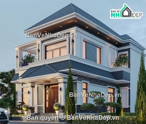 biệt thự 2 tầng,cad biệt thự 2 tầng,file cad biệt thự 2 tầng