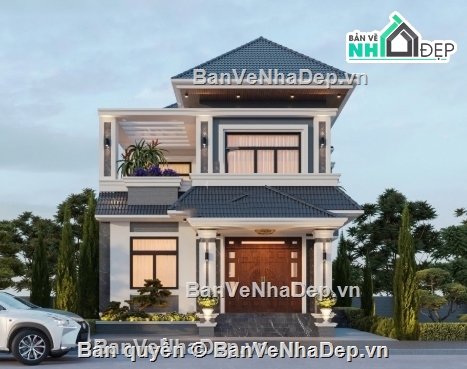 biệt thự 2 tầng,cad biệt thự 2 tầng,file cad biệt thự 2 tầng