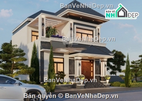 biệt thự 2 tầng,cad biệt thự 2 tầng,file cad biệt thự 2 tầng