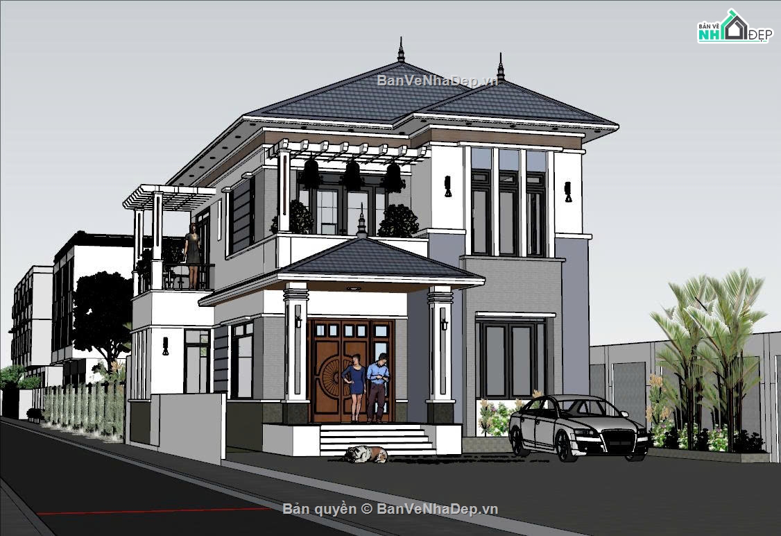 Tổng hợp file sketchup mẫu biệt thự nhà phố hiện đại