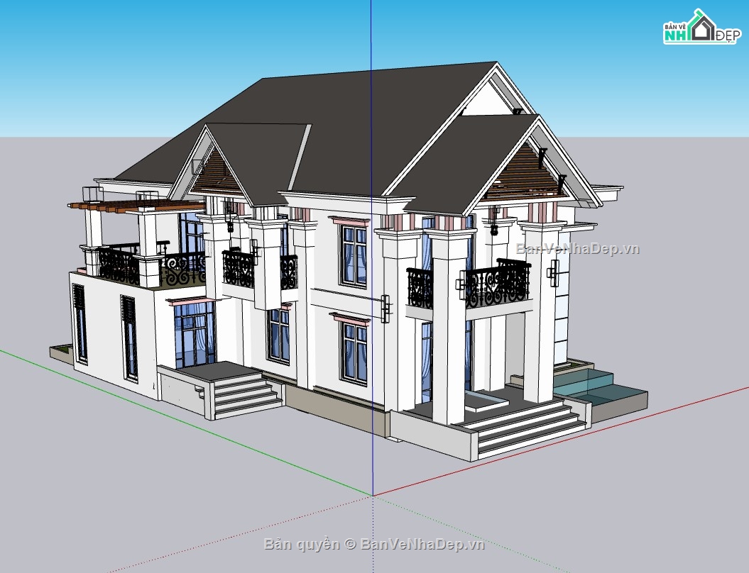 biệt thự 2 tầng,su biệt thự,sketchup biệt thự,su biệt thự 2 tầng,sketchup biệt thự 2 tầng