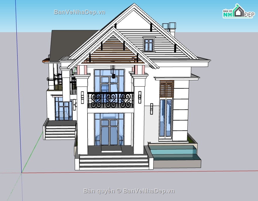 biệt thự 2 tầng,su biệt thự,sketchup biệt thự,su biệt thự 2 tầng,sketchup biệt thự 2 tầng