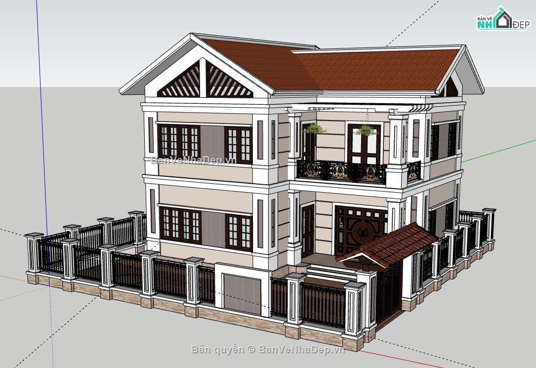 Biệt thự 2 tầng,File sketchup biệt thự 2 tầng,biệt thự 2 tầng model su,biệt thự 2 tầng file su