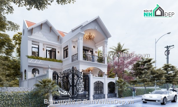 biệt thự mái thái,2 tầng mái thái,biệt thự 2 tầng mái thái