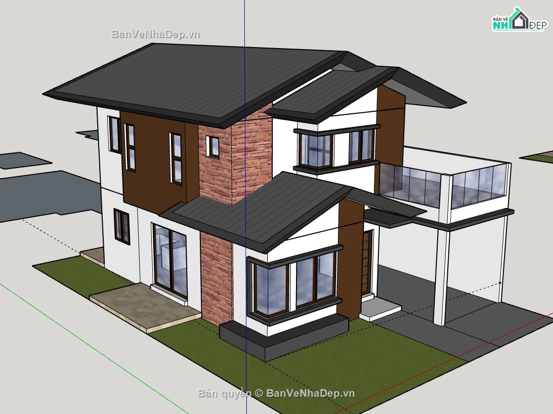 Biệt thự  2 tầng,file su biệt thự 2 tầng,biệt thự 2 tầng file su,model su biệt thự 2 tầng,sketchup biệt thự 2 tầng