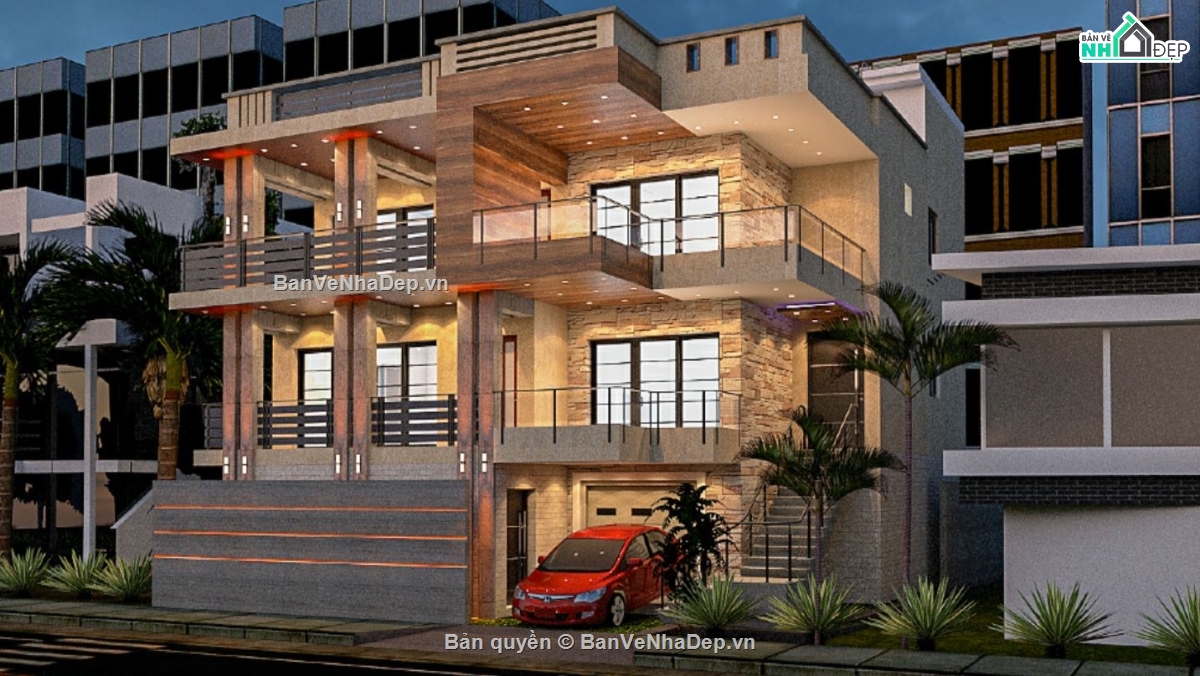 biệt thự 3 tầng,biệt thự hiện đại,sketchup biệt thự