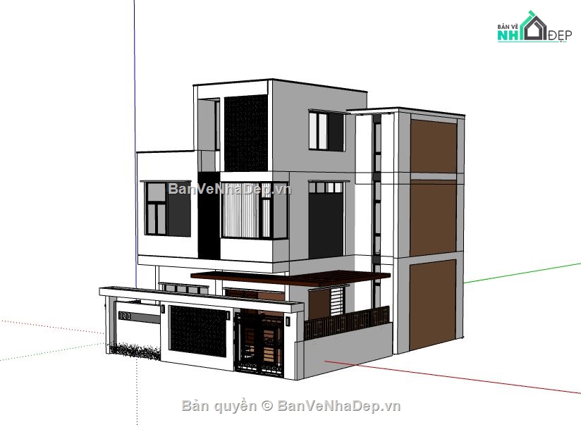 Biệt thự 3 tầng,model su biệt thự 3 tầng,sketchup biệt thự 3 tầng