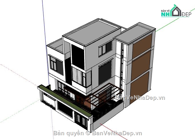 Biệt thự 3 tầng,model su biệt thự 3 tầng,sketchup biệt thự 3 tầng