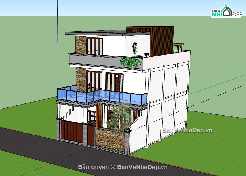 Biệt thự 3 tầng,Model su biệt thự 3 tầng,biệt thự 3 tầng file su