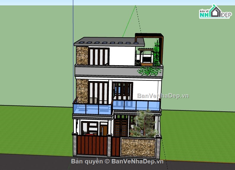 Biệt thự 3 tầng,Model su biệt thự 3 tầng,biệt thự 3 tầng file su