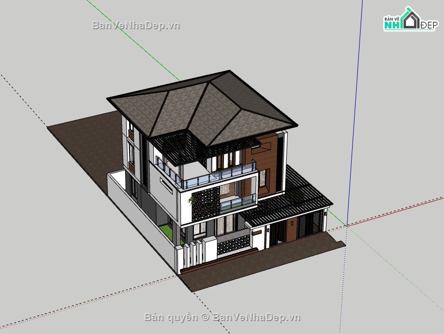 Biệt thự 3 tầng,model su biệt thự 3 tầng,biệt thự 3 tầng file su