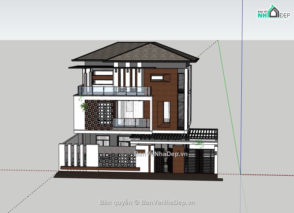 Biệt thự 3 tầng,model su biệt thự 3 tầng,biệt thự 3 tầng file su