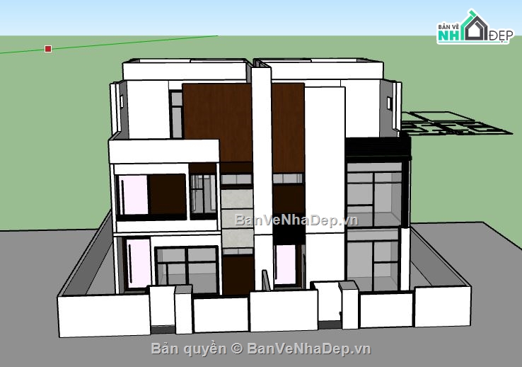Biệt thự 3 tầng,model su biệt thự 3 tầng,file su biệt thự 3 tầng,sketchup biệt thự 3 tầng