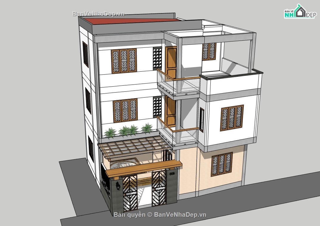 biệt thự 3 tầng,model biệt thự,file su biệt thự