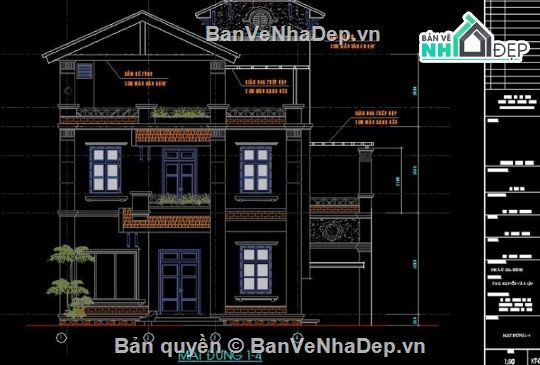biệt thự 3 tầng,cad biệt thự 3 tầng,biệt thự 3 tầng file cad