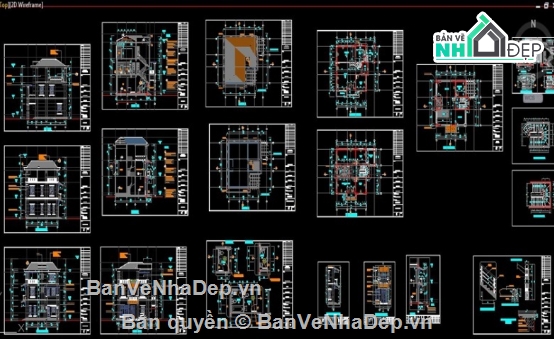 biệt thự 3 tầng,cad biệt thự 3 tầng,biệt thự 3 tầng file cad