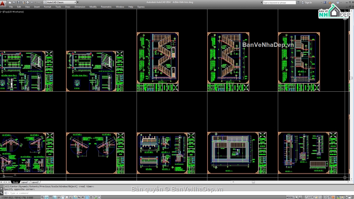 Biệt thự,File cad biệt thự 3 tầng,cad biệt thự 3 tầng