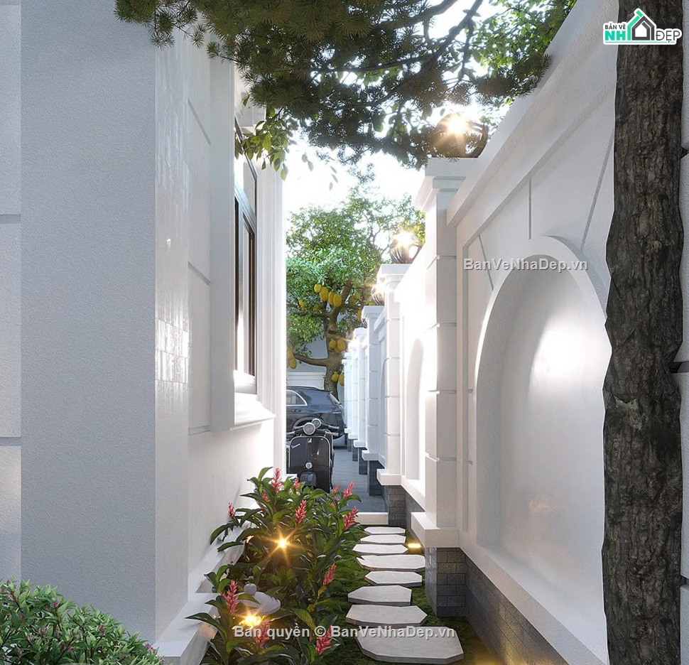 Bản vẽ biệt thự mái nhật,biệt thự 3 tầng mái nhật,biệt thự 3 tầng full file