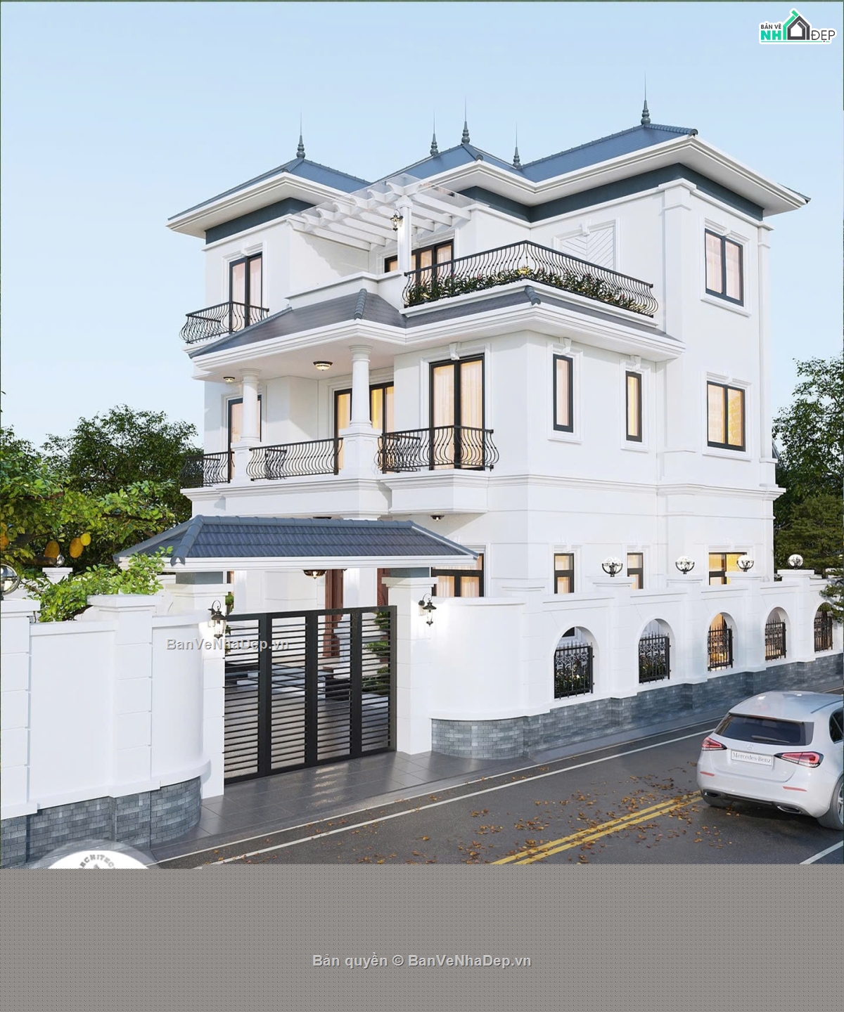 Bản vẽ biệt thự mái nhật,biệt thự 3 tầng mái nhật,biệt thự 3 tầng full file