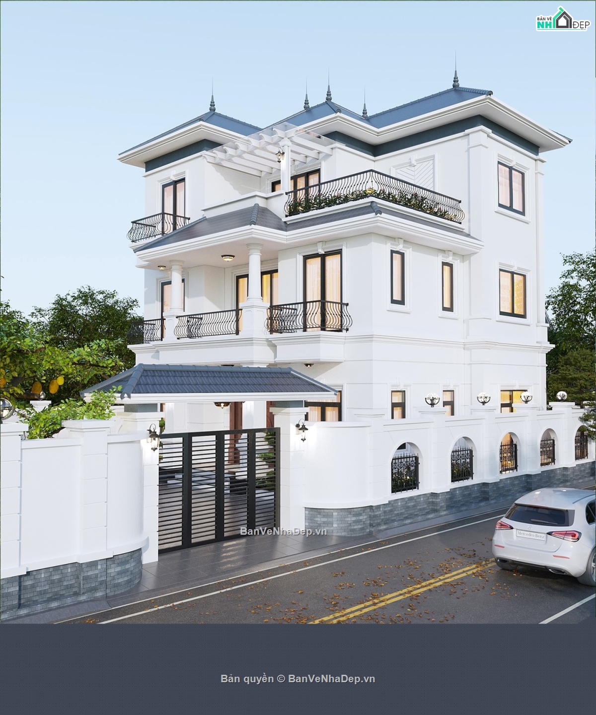 Bản vẽ biệt thự mái nhật,biệt thự 3 tầng mái nhật,biệt thự 3 tầng full file