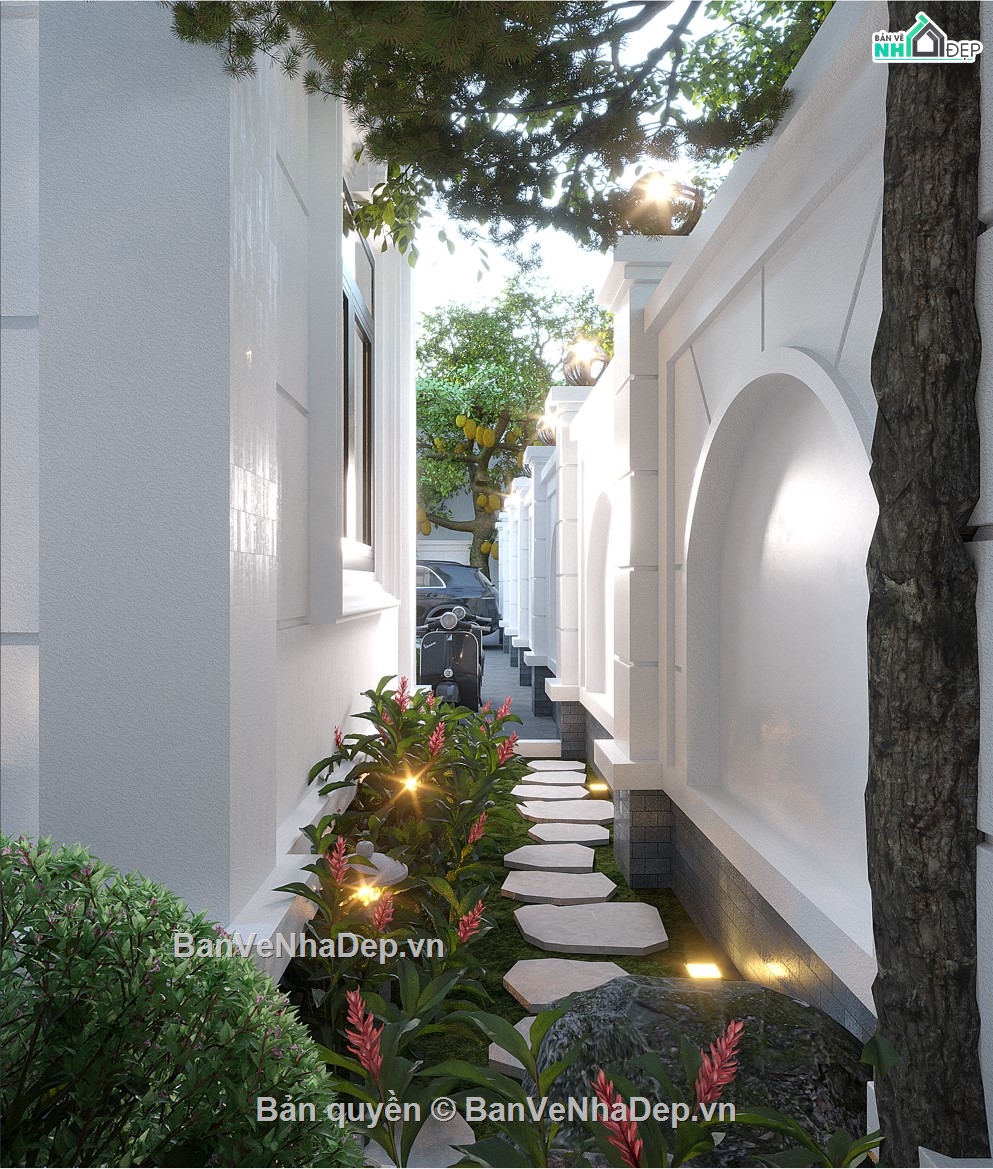 Bản vẽ biệt thự mái nhật,biệt thự 3 tầng mái nhật,biệt thự 3 tầng full file