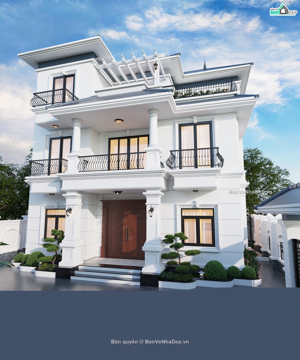 Bản vẽ biệt thự mái nhật,biệt thự 3 tầng mái nhật,biệt thự 3 tầng full file