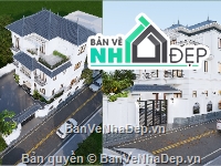 Bản vẽ biệt thự mái nhật,biệt thự 3 tầng mái nhật,biệt thự 3 tầng full file