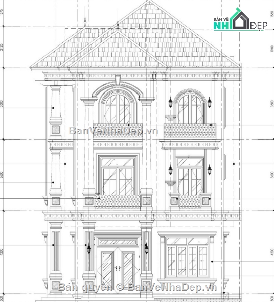 biệt thự 3 tầng,file cad biệt thự 3 tầng,biệt thự 3 tầng file cad,cad biệt thự 3 tầng