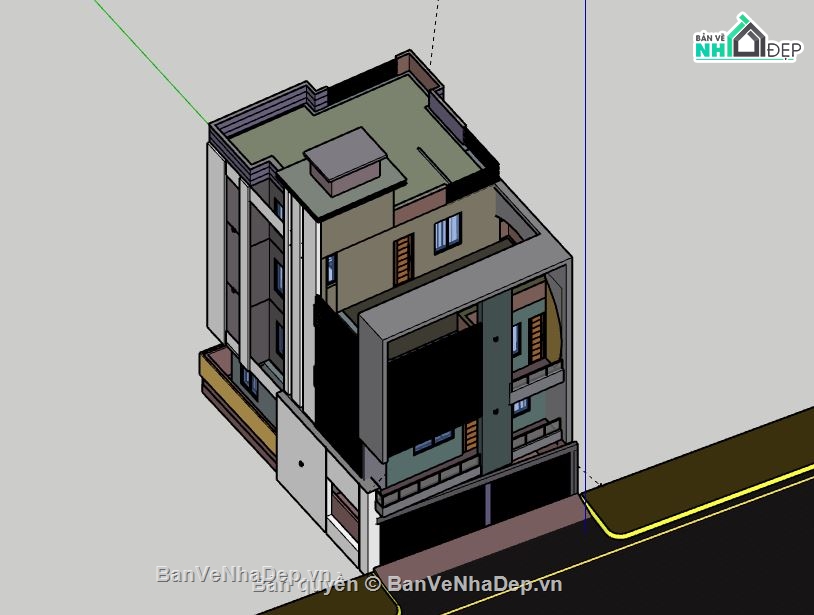 Biệt thự 4 tầng,model su biệt thự 4 tầng,file su biệt thự 4 tầng