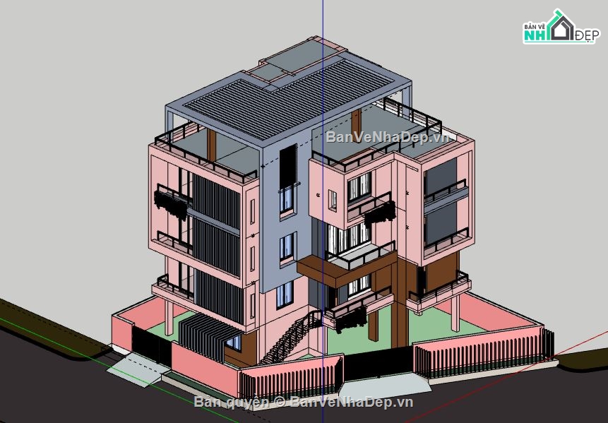 Biệt thự 4 tầng,model su biệt thự 4 tầng,file su biệt thự 4 tầng
