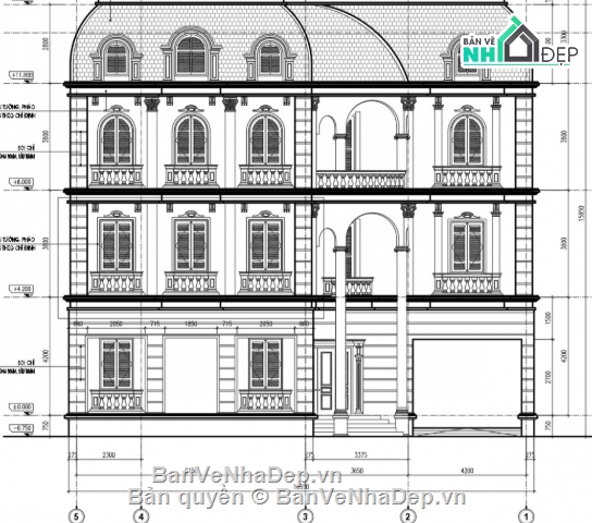 biệt thự 4 tầng,cad biệt thự 4 tầng,file cad biệt thự 4 tầng