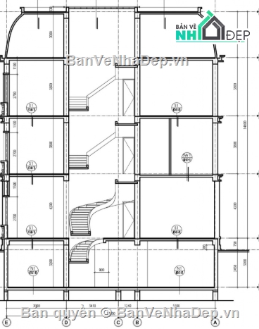 biệt thự 4 tầng,cad biệt thự 4 tầng,file cad biệt thự 4 tầng