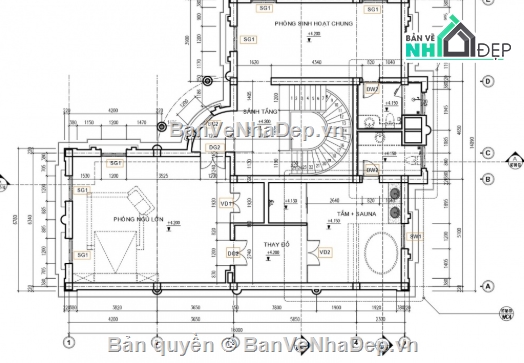 biệt thự 4 tầng,cad biệt thự 4 tầng,file cad biệt thự 4 tầng