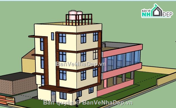 Biệt thự 4 tầng,model su biệt thự 4 tầng,biệt thự 4 tầng file su