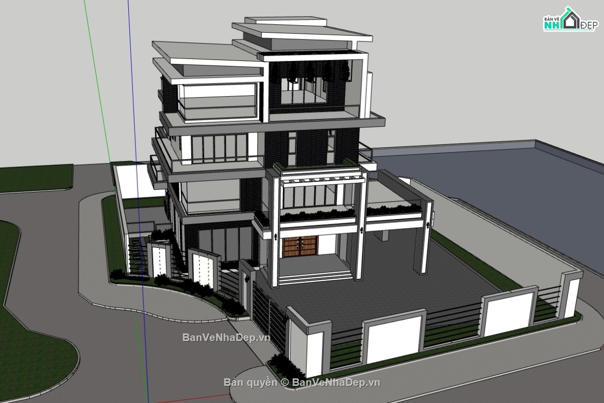 biệt thự 4 tầng,su biệt thự,model su biệt thự