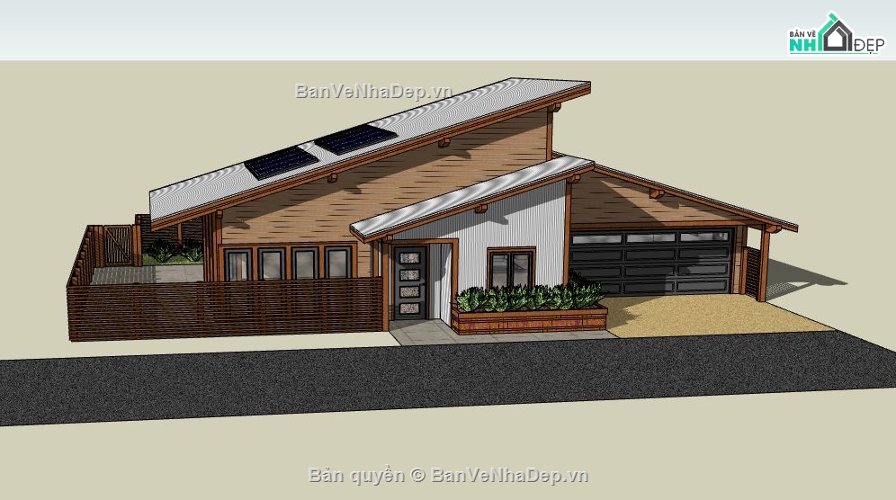 Biệt thự 1 tầng,model su biệt thự 1 tầng,biệt thự 1 tầng sketchup