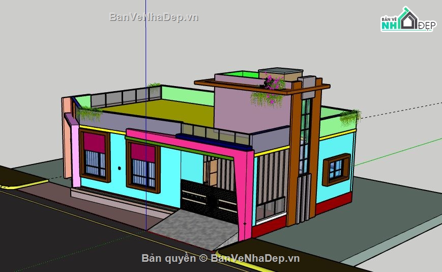 Biệt thự 1 tầng,model su biệt thự 1 tầng,biệt thự 1 tầng file su