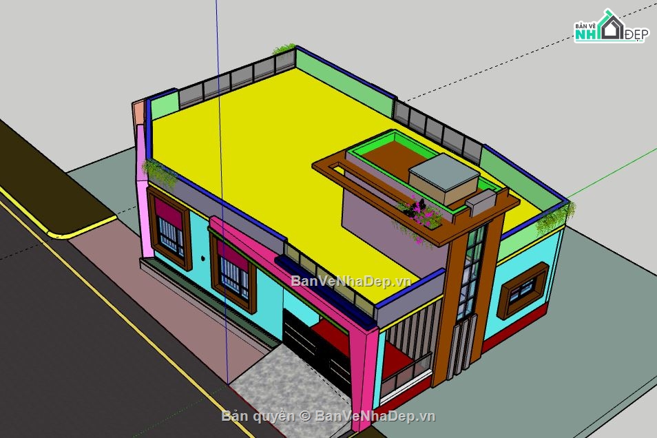 Biệt thự 1 tầng,model su biệt thự 1 tầng,biệt thự 1 tầng file su