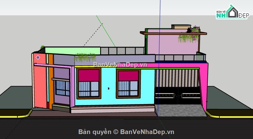 Biệt thự 1 tầng,model su biệt thự 1 tầng,biệt thự 1 tầng file su