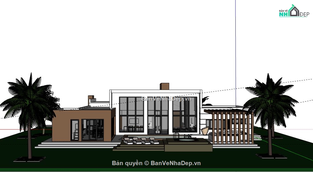 Biệt thự 1 tầng,Model su biệt thự 1 tầng,biệt thự 1 tầng model su