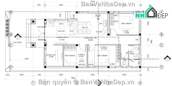 biệt thự 1 tầng cad,file cad biệt thự 1 tầng,cad biệt thự 1 tầng,autocad biệt thự 1 tầng