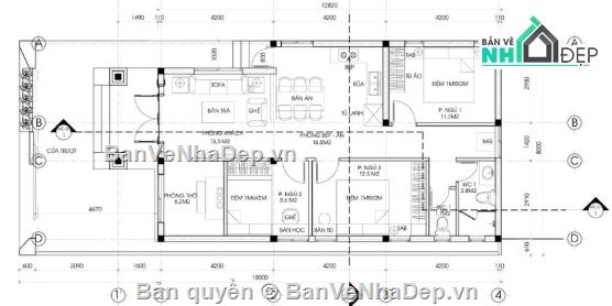 biệt thự 1 tầng cad,file cad biệt thự 1 tầng,cad biệt thự 1 tầng,autocad biệt thự 1 tầng