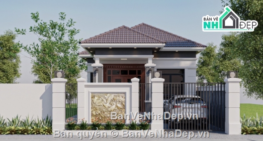 biệt thự 1 tầng cad,file cad biệt thự 1 tầng,cad biệt thự 1 tầng,autocad biệt thự 1 tầng