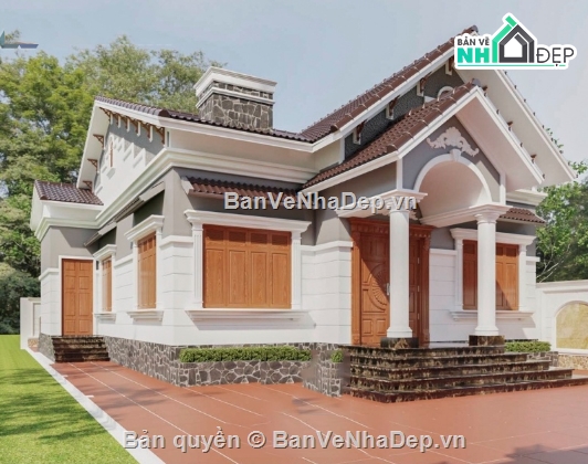 mái thái 1 tầng,biệt thự 1 tầng mái thái,cad biệt thự 1 tầng,file cad biệt thự 1 tầng,biệt thự 1 tầng file cad