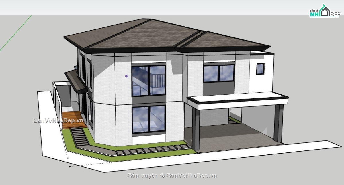 Biệt thự  2 tầng,File su biệt thự 2 tầng,biệt thự 2 tầng file su,model su biệt thự 2 tầng,biệt thự 2 tầng sketchup