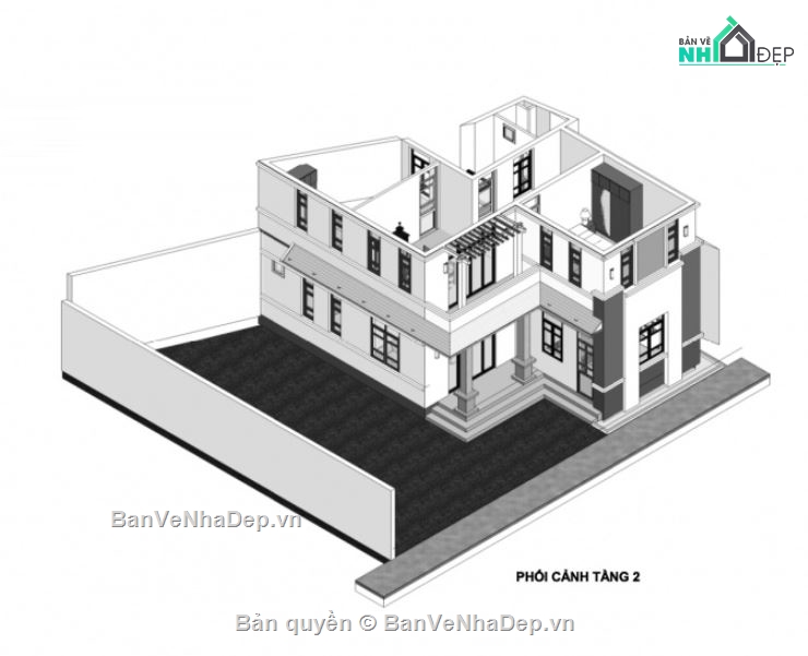 biệt thự 2 tầng,kiến trúc 2 tầng,2 tầng mái nhật