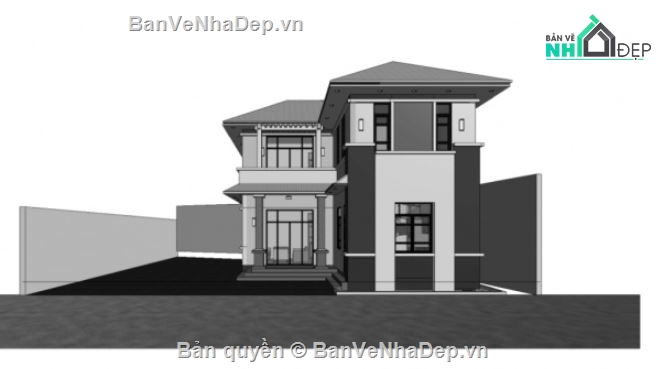 biệt thự 2 tầng,kiến trúc 2 tầng,2 tầng mái nhật