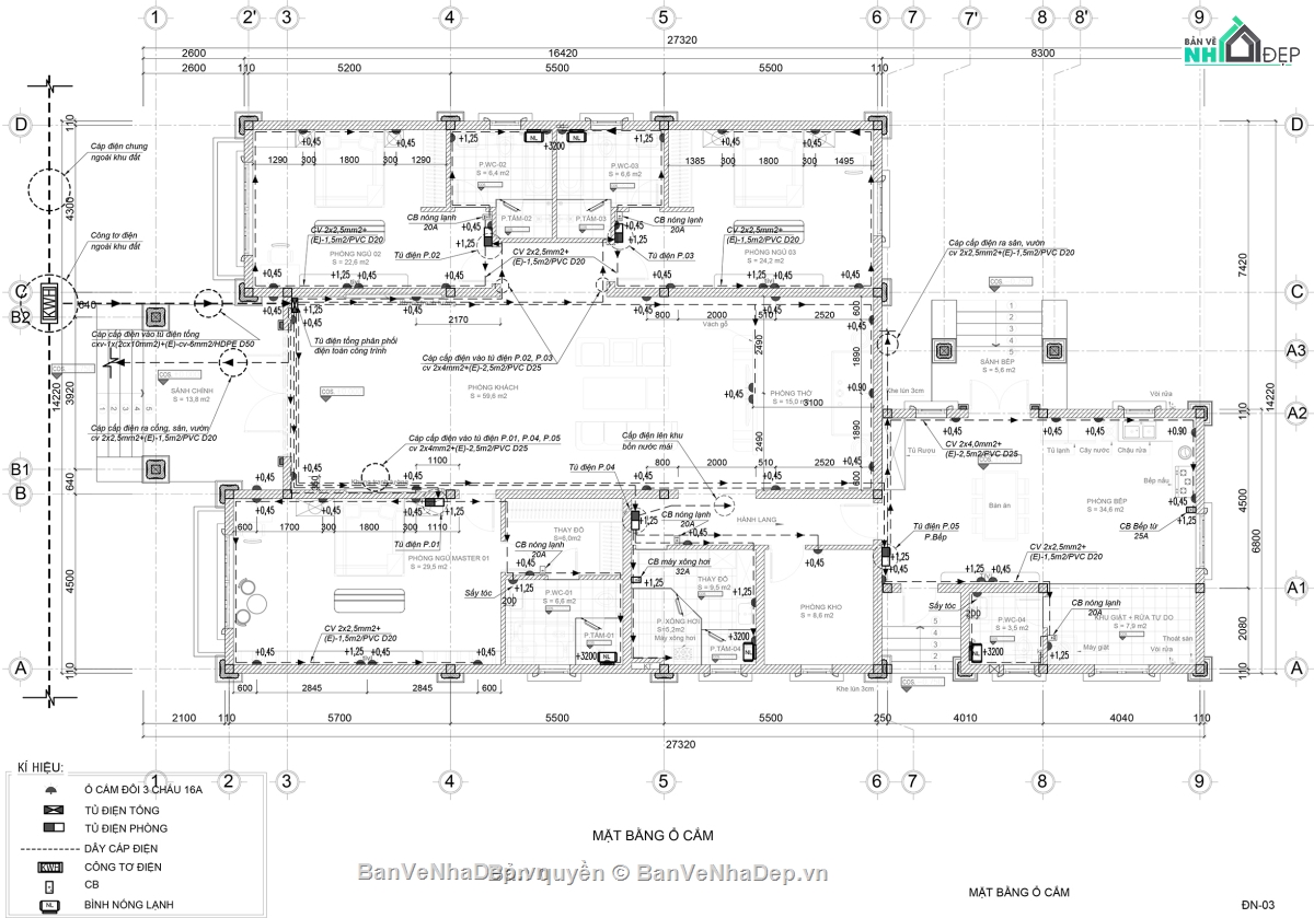 Biệt thự,File cad biệt thự 1 tầng,bản vẽ biệt thự 1 tầng
