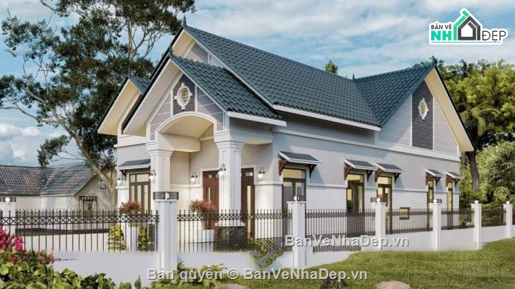 biệt thự mái thái,mái thái 1 tầng,biệt thự 1 tầng